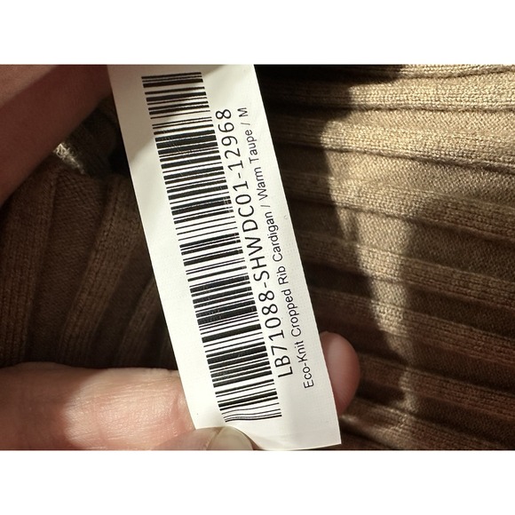 Quince Eco Knit Cropped Rib Button Front Cardigan Warm Taupe EUC Size M - Picture 10 of 10